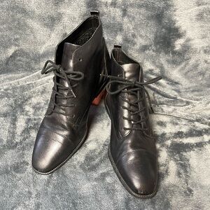 CONNIE Black Lace-Up Dress Boots ~ 8